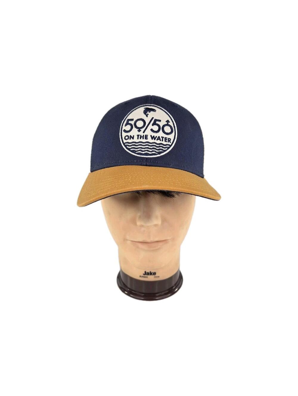Orvis 50/50 On The Water trucker hat Snapback featuring a navy blue crown Cap